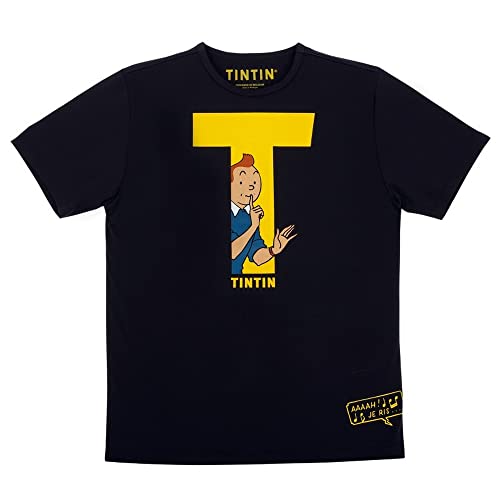 T-Shirt Tintin en coton noir 12 ans idéal pour le collège et les sorties loisirs