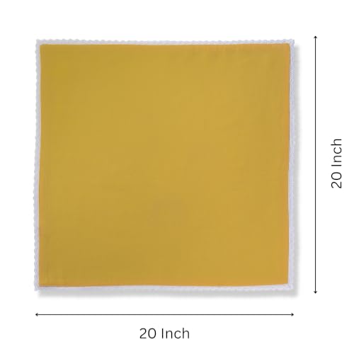 Image of FINGERCRAFT Lace Trim Cloth Napkins Set of 12, 20x20 Inch Cotton Linen Blend Dinner Napkins, Reusable Washable Table Napkins for Wedding, Farmhouse Dining, Parties & Home Decor (Gold)