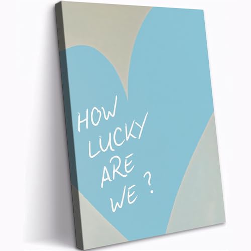 KISTIKAT How Lucky Are We Canvas Wall Art, Light Blue