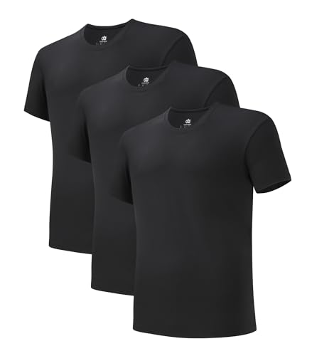 Image of DAVID ARCHY Men's Undershirts Cooling Moisture-Wicking Crew Neck 3-Pack | Breathable T-Shirts for Men, Stay-Tucked, Short Sleeve, Regular Fit