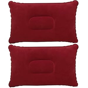 TRIXES 2-er Pack Aufblasbare Kissen für Reisen oder Camping – burgunderfarben – Doppelpack