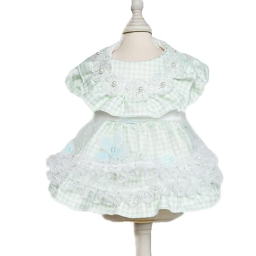 AttRex ペット服 犬服 ドレス スカート 春 夏 小中型犬 ワンピース 袖なし ドッグウェア 可愛い 犬猫用洋服 tシャツ ファッション 人気 通気性 室内 記念撮影 散歩 お出かけ (XL,グリーン)