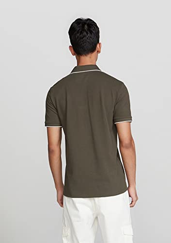 Camisa Polo Masculina Em Malha Piquet Com Bordado Verde Musgo G