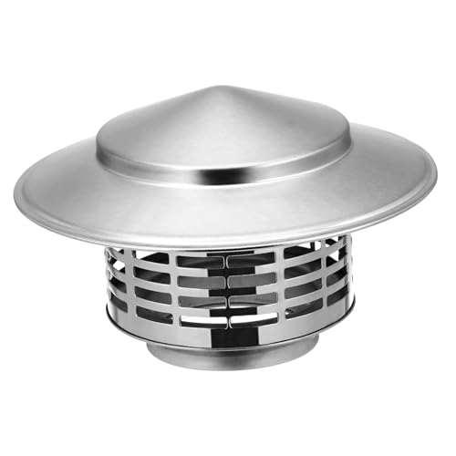 BESPORTBLE Cubierta De Chimenea Tubo De Escape Sombrero De Chimenea Cubierta De Ventilación del Techo Tapas De Chimenea De Techo Cocina Encabezamiento De Alto Verter Silver Acero Inoxidable