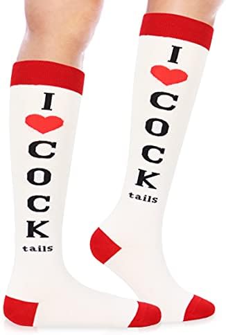 Funny Socks I Love Cocktails Knee High Tube Stockings Party Gag Gifts