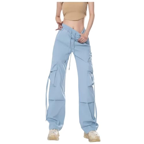 Pantalones de trabajo elásticos para mujer, jeans deportivos públicos, sueltos, para motocicleta, playa, a la moda, cómodos, altos, azul, S