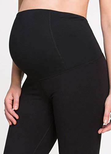 Ingrid & Isabel, Active Long Pant Ft. Crossover Panel, Women's Everyday Maternity Wear, Stretchy, Comfortable, Flattering, Supports, Prevents Slipping, Jet Black, Small