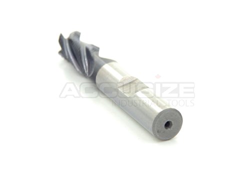 Image of Accusize Industrial Tools 3 /8'' Fine Tooth M42 8% Cobalt Tialn Roughing End Mill, 3 /8'' Shk Dia, 3 /4'' Flute Length, 2-1 /2'' Oal, 4 Flute, 1104-0038 | Fine Tooth, M42 8% Cobalt, TiAlN Coated, 2-1 /2 inch OAL, Single End, Center Cutting