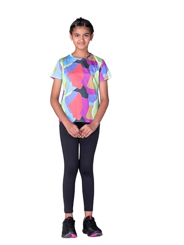 Image of Girls Active Sports Wear Solid Skinny Fit Leggings and T-shirt Polyester Set /Sets For Multi-Sports Gym Yoga Dance Gymnastics & Running(4 TO 14 YRS)