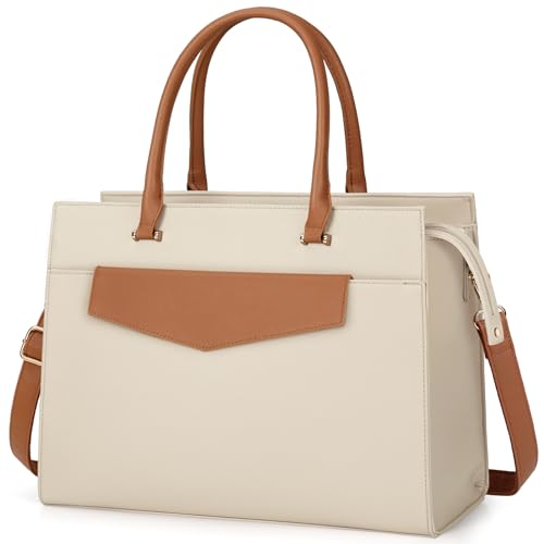 Mejores precios y opiniones de Maletín portátil polipiel disponible en línea. 37 Bolsa para Laptop Mujer 15.6 Pulgadas 2 Piezas Maletín para Laptop de Cuero Impermeable Bolsa Bandolera para Mujer Tote Bag Grande de Negocios Oficina Viaje(Blanco y marrón)