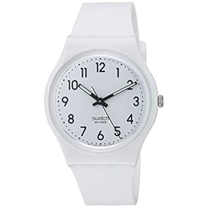 Swatch GENT STANDAARD Quartz siliconen band, wit, 16 casual horloge (Model: GW151O), Kleur: wit, riem