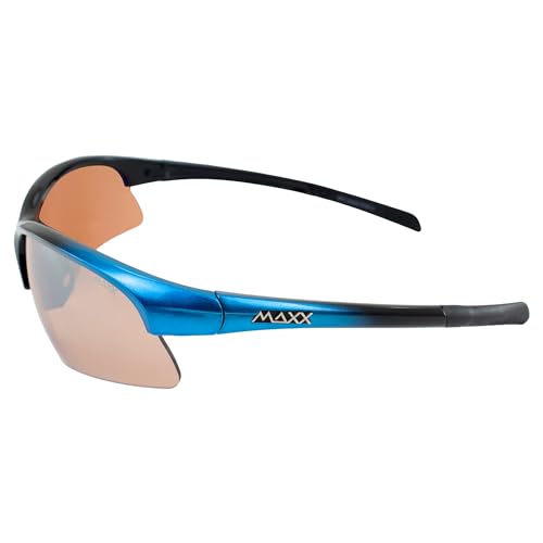 MAXX Domain Sport Golf Sunglasses Black w/Blue Frames & HD Amber Lenses3