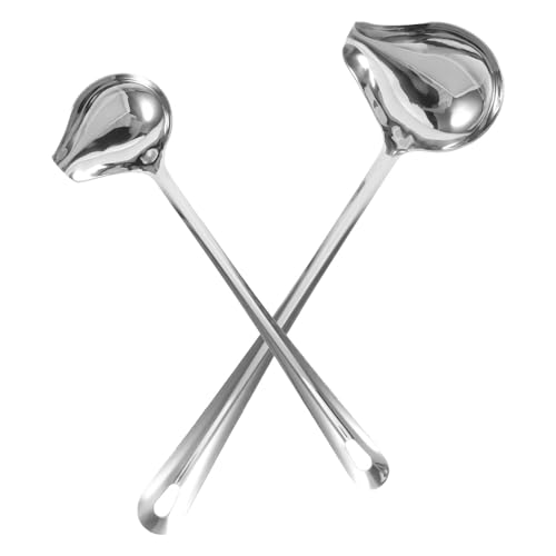 MOLUCKFU Cucharas para Salsas de Acero Inoxidable 2 Piezas Grande y Pequeño Utensilios de Cocina para Servir y Decorar Salsas Sopas y Aderezos Aptas para Hogar y Restaurante