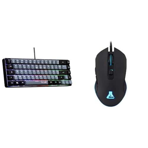 The G-Lab Keyz Hydrogen, Clavier Gamer 60%, Clavier Semi-mécanique Filaire Azerty & Kult Helium Souris Gamer Filaire USB - Capteur Optique 800 à 3200 DPI