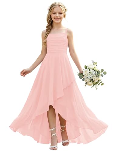 camftbo Ruched Junior Bridesmaid Dresses with Slit 2026 Blush Pink 8
