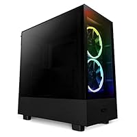 Nzxt H5 Elite - CC-H51EB-01 - Premium ATX Mid-Tower PC Gaming Gehäuse - Dual Tempered Glass Fenster - RGB Lüfter - Front I/O USB-C - Extra GPU - Wasserkühlung Ready - Schwarz