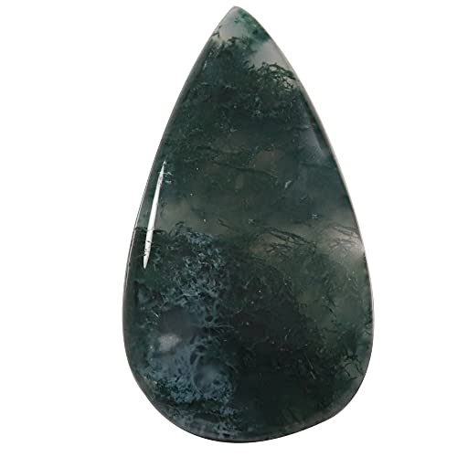 Agate mousse véritable forme poire 34,25 carats, cabochon pierre fine verte Qh96