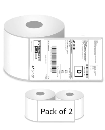 Image of SEZNIK Thermal Printer 4x6 Inch Label Paper (100x150mm) | 800 Labels | Shipping, Parcel, Barcode & Address Labels | Waterproof, Oil & Scratch Resistant Label Roll | BPA Free | Perforated (Pack of 2)