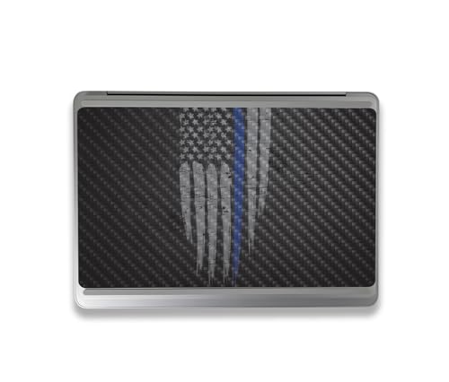 Image of MightySkins Carbon Fiber Skin Compatible with Microsoft Surface Laptop Studio 2 (2023) Full Wrap Kit - Thin Blue Line | Protective Durable Textured Carbon Fiber Finish | Made in The USA