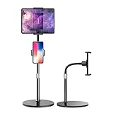 Soporte fuerte, nunca se caiga: con un brazo fuerte y una varilla de metal, que es capaz de sostener hasta 3.3 libras (1.5 kg) sin hundirse. Además, la abrazadera del soporte para ipad está cubierta por silicona antideslizante que puede sujetar sus tabletas firmemente y proteger su dispositivo de rayones y deslizamientos.