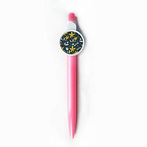 Stylo à bille rétractable motif fleur verte jaune écriture fine et fournitures de bureau originales
