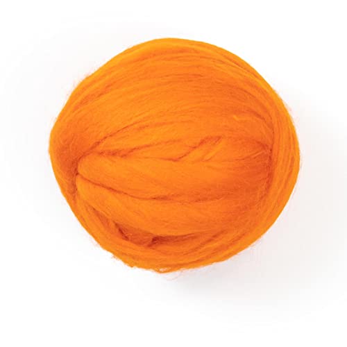 Kondoos Colored Natural Wool Roving, 8 Oz. Best Wool For Needle Felting, Wet Felting, Handcrafts And Spinning. (Orange) #TOP16