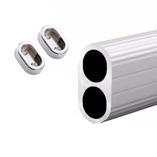 QHZYMX Barra Armario Barras De Armario De Doble Tubo For Colgar Cargas Pesadas De Ropa, Las Barras De Armario De Aluminio Recortables For Colgar En La Pared. Organizador De Armario(Silver,150cm)