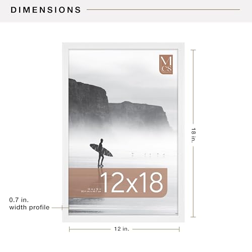 Image of MCS Foundation 12x18 Poster Frame Traditional White, Vertical & Horizontal Wall Hanging Large Picture Frame for Photos, Posters & Art Prints (1-Pack)