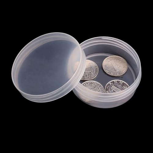 Image of 12 Pack 1.69 oz Clear Storage Box Round Organizer (2.64 x 1.02 inch) with Lid for Earplugs Tiny Bead Dices and Other Craft Accessories