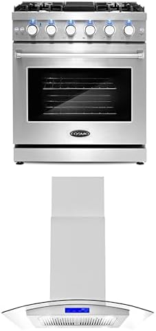Cosmo 2-Piece Kitchen, 30" Gas Range and 30" Island Range Hood