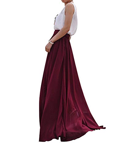 Diydress Women's Beautiful Bow Tie Summer Beach Chiffon Prom Party Skirts High Waist Maxi Skirt3