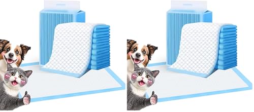 Image of Super Absorbent Waterproof Dog and Puppy Pet Training Pad, Housebreaking Pet Pad, 100-Count Extra Small-Size, 17''X23.6'', Blue (Pack of 2)