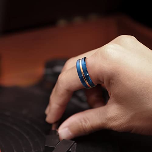 Image of King Will Tungsten Carbide Wedding Band for Men Women-6 /8 /10mm Width Multicolor Available with Grooved Center Wedding Ring Suitable for Work, Gym Comfort Fit Size 4-16