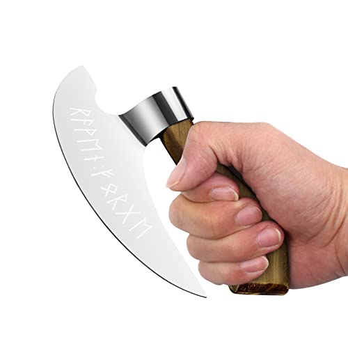 Viking Stainless Steel Pizza Cutter Pizza Axe Authentic Medieval Pizza Cutters，Pizza Slicer Axe With Wooden Handle & Leather Sheath，Novelty Kitchen Tools For Pizza Oven Accessories #TOP7