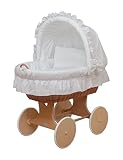 WALDIN Baby Stubenwagen-Set mit Ausstattung, XXL, Bollerwagen, komplett, 11 Modelle wählbar, Gestell/Räder natur unbehandelt, Stoffe weiß