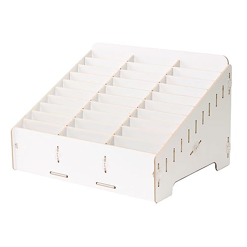 収納ボックス カードスタンド 多機能 携帯電話 卓上 木製 カード収納 カード立て スマホ収納ラック 収納ケース スマートフォン 小物入れ 整理箱 大容量 学校 試験 オフィス 教室用 塾用 スマートフォン 一時預かり 便利 端末管理 (ホワイト,30つの