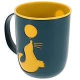 Cabilock Tragbarer Zahnbürstenbecher mit Henkel Delfin Design Unzerbrechlicher Kunststoff Großer Waschbecher für Zuhause und Reisen Badezimmerartikel