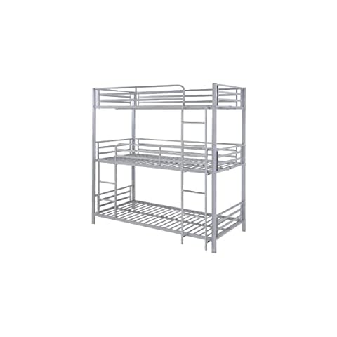 Vente-unique - Etagenbett - 3 Personen - 3 x 90 x 190 cm - Metall Cover