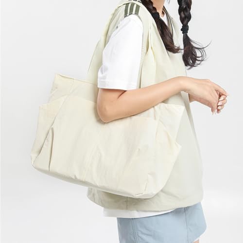 Bolso Tote de Nylon para Mujer con Cierre y Correa de Hombro miniatura 2