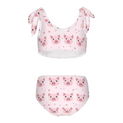 Wusikd Cute Piglet Girls Swimsuits Two Piece Pink Swimwear Bikini Set for for Girls Size 3T2