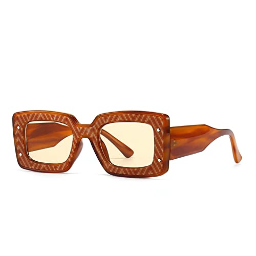 Image of Fashion Square Sunglasses For Women Men Rivet Decoration Luxury Ladies Sun Glasses UV400 Shades Lady Leopard Eyewear