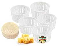 PetriStor Weichkäseform für Käse, 0,65 l, kleine Käseformen, hausgemachte Käseherstellung, Frischkäseform, Molde Para Queso Fresco Casero, Feta Ceese Herstellungskorb, 5 Stück