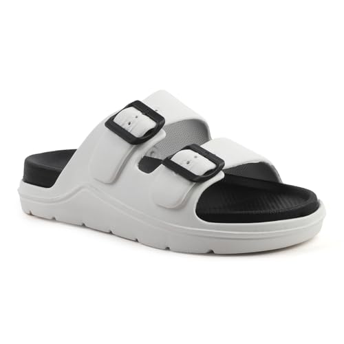 Image of Men's Double Strap EVA Slippers | Lightweight Adjustable Buckle Slides | Anti-Skid Comfortable Casual Sandals for Indoor Outdoor