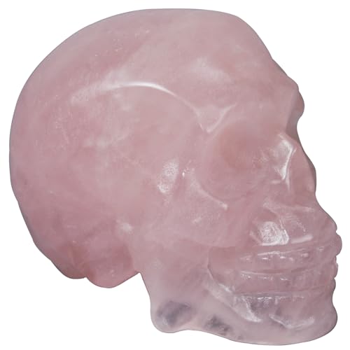 Estatua de Calavera de Cuarzo Rosa de 2 pulgadas miniatura 1
