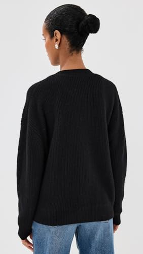 Women's Cropped Cashmere Cocoon Cardigan, Black, S3