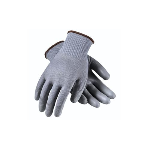 Image of Grey PU Coated Safety Gloves - Lightweight Nylon Shell, High Precision Grip & Breathable Work Gloves for Electronics Assembly, Gardening & DIY (Pack of 5 Pairs, Unisex)