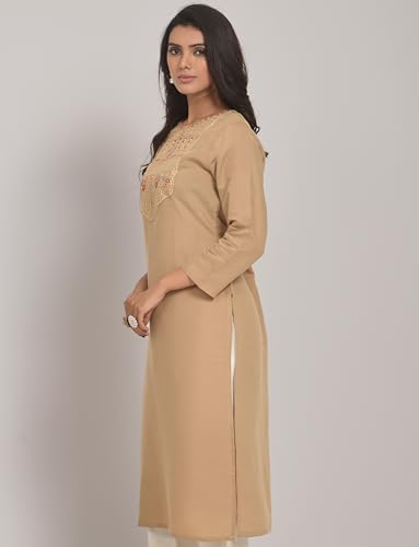 Image of Naixa Women's Viscose Rayon Embroidered Worked Straight Kurta (133)