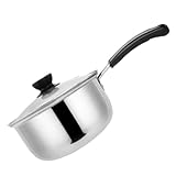 SOLUSTRE Cazo Pequeño de Acero Inoxidable para Cocina Antiadherente con Mango Resistente al Calor para Hervir Leche Sopas y Fideos Cocinas de Inducción y Gas