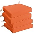 UNIKOME Outdoor Chair Cushions Pack of 4, Water Resistant Patio Cushions with Ties, High Density Sponge Filling Square Corner Seat Cushions for Outdoor Furniture, 18.5"x16"x3", Orange