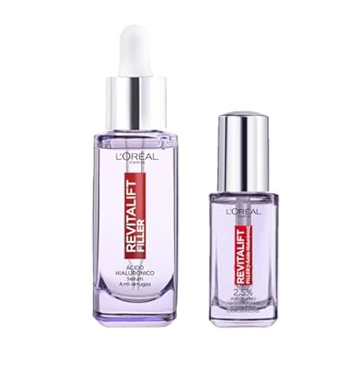 L Oreal Paris - Rutina L Oréal Paris Revitalift Filler Sérum Antiedad con Ácido Hialurónico. Hidrata  Ilumina y Rellena. 30ml + Sérum de Ojos con Ácido Hialurónico y Cafeína  Rellena Arrugas y Corrige ojeras  20 ml